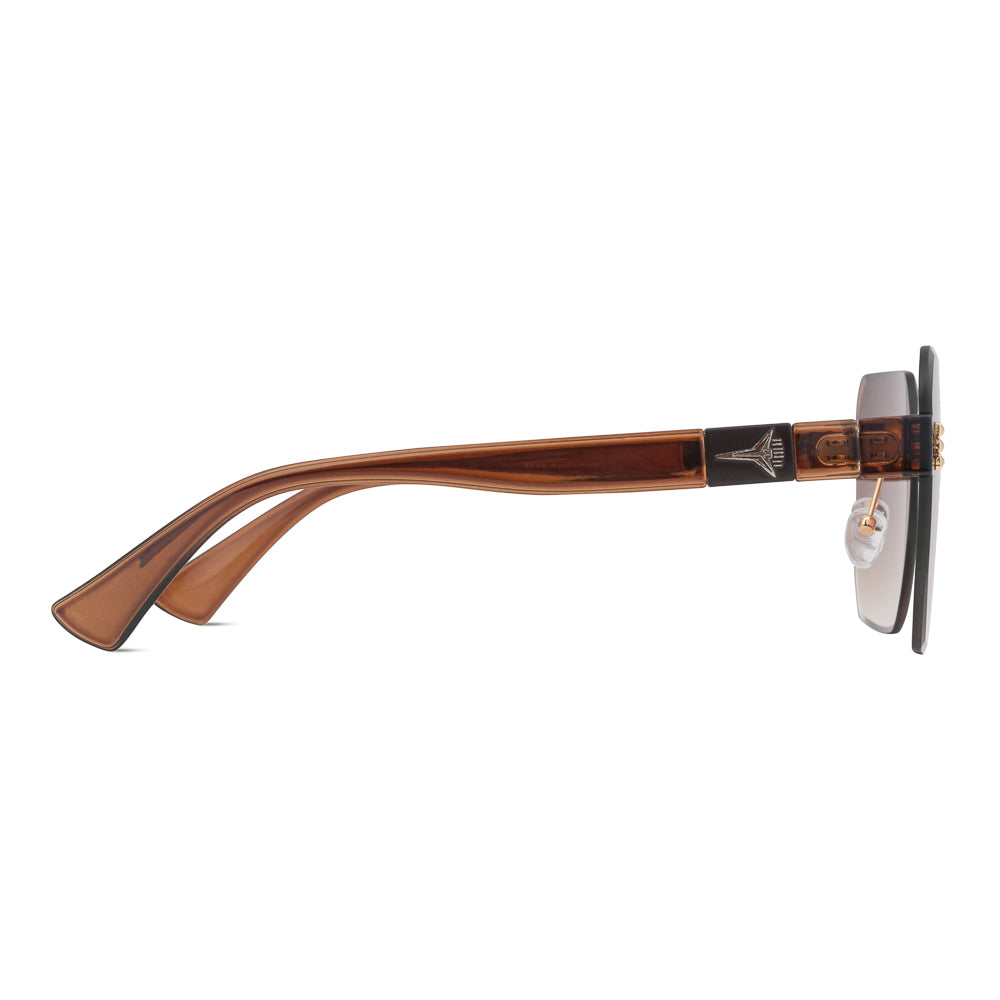 EyeInsist Empress Rimless Oversized Square Gold Brown Gradient