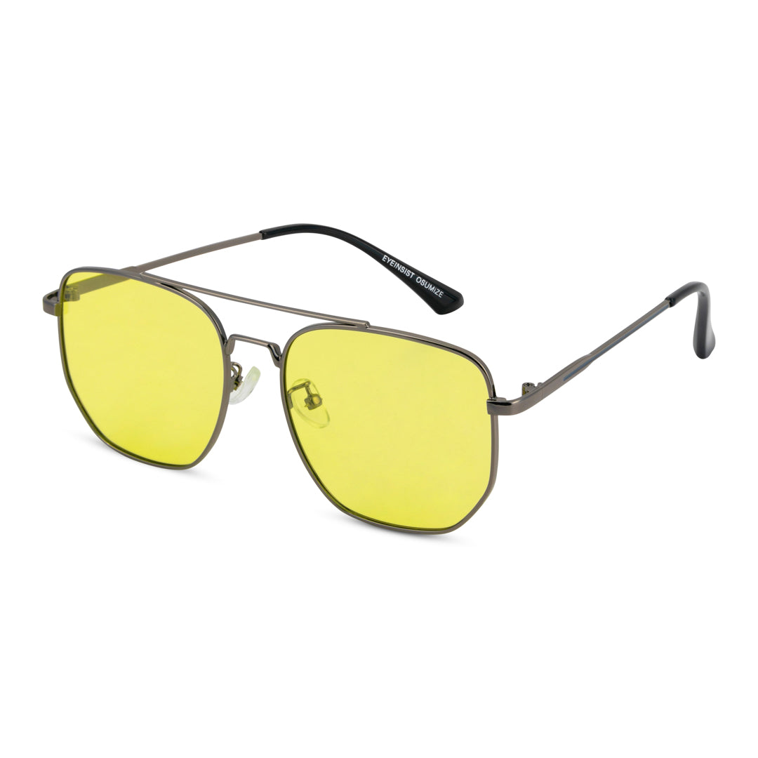 EyeInsist Spectrum Shield Day Night Goggles with Polarized Photochromic Lenses Main Angle View with Yellow Lenses and Gray Frame