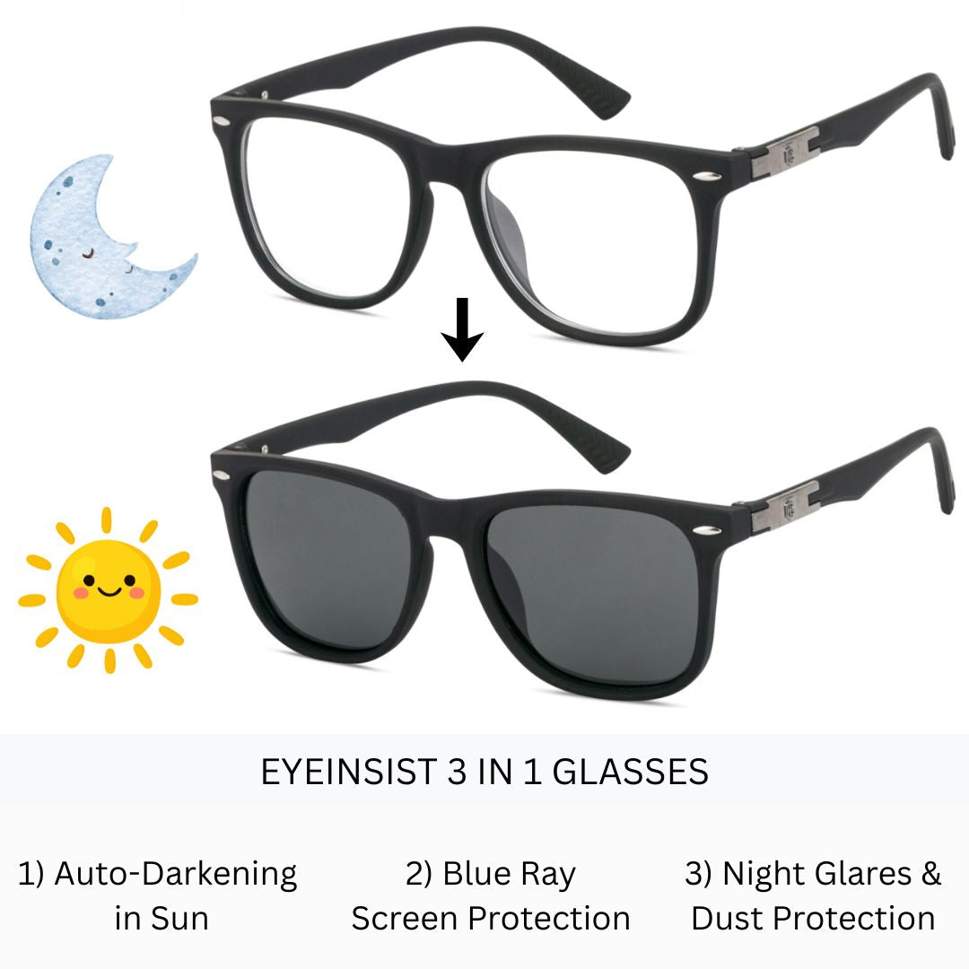 EyeInsist Neoway 3 in 1 Wayfarer Matt Black
