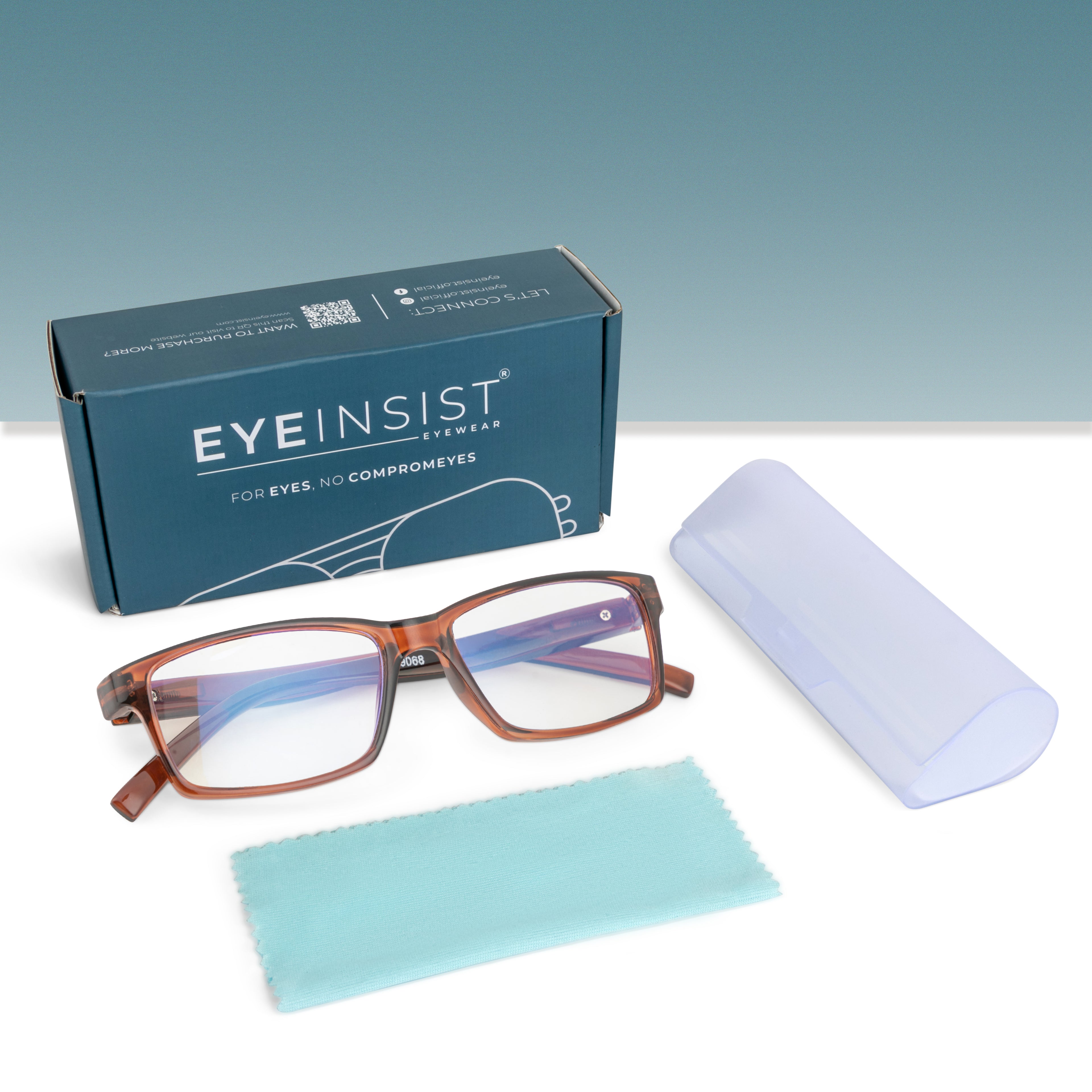 EyeInsist Serene Blue Light Filter Reading Glasses - Brown