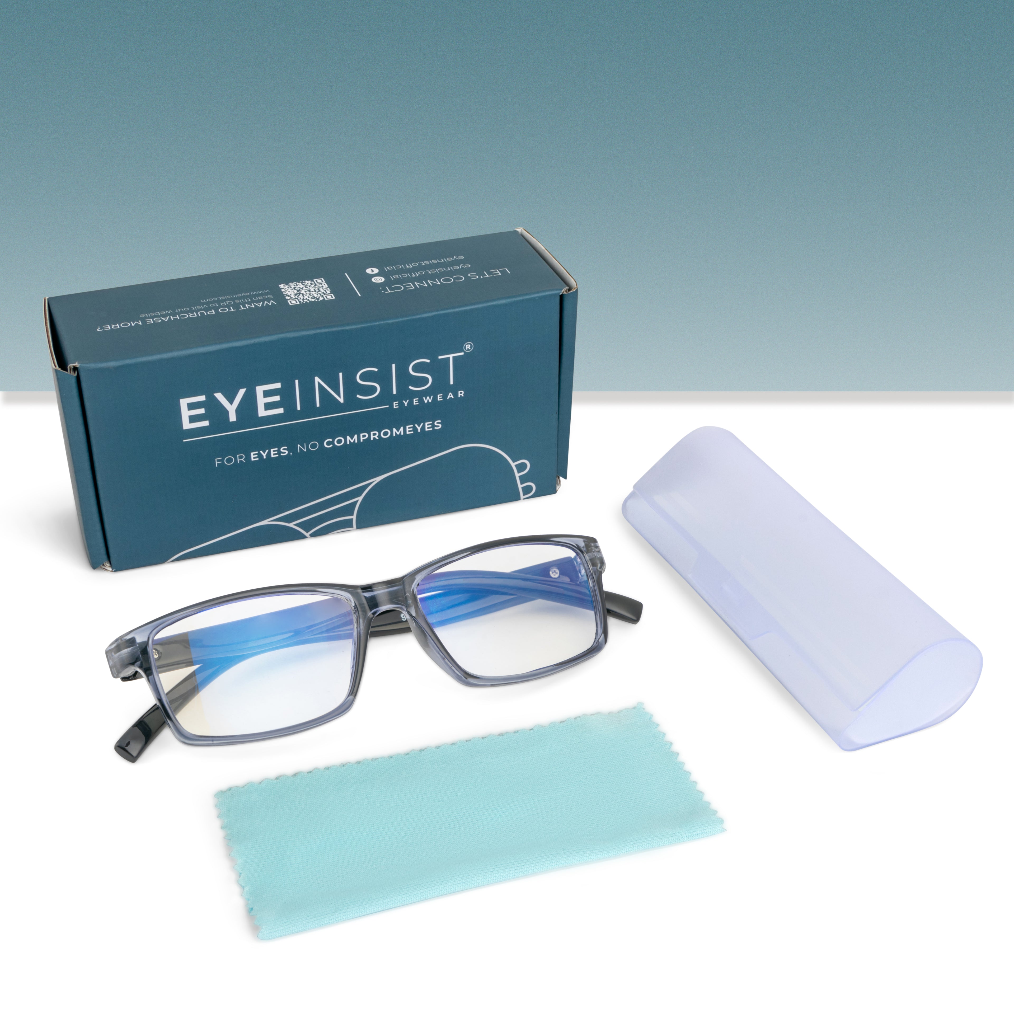 EyeInsist Serene Blue Light Filter Reading Glasses - Grey