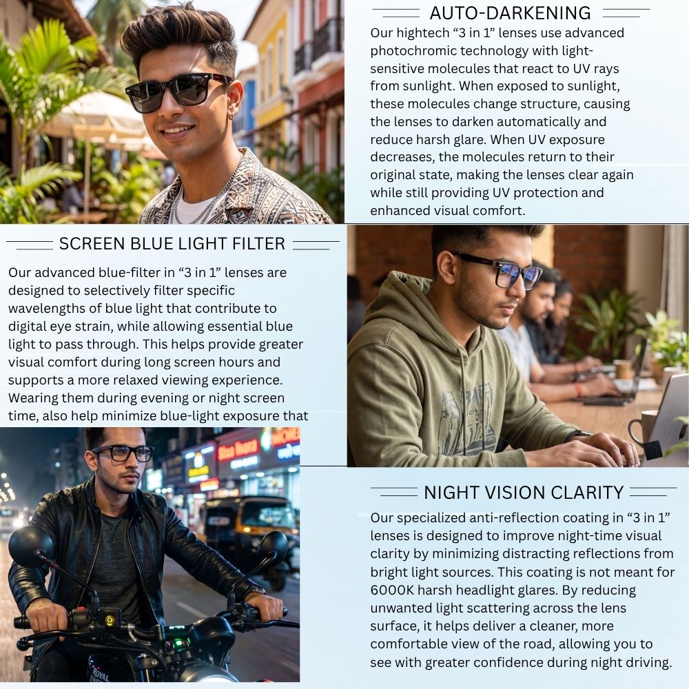Smart Bluetooth Glasses "3 in 1" Black Wayfarer - E13