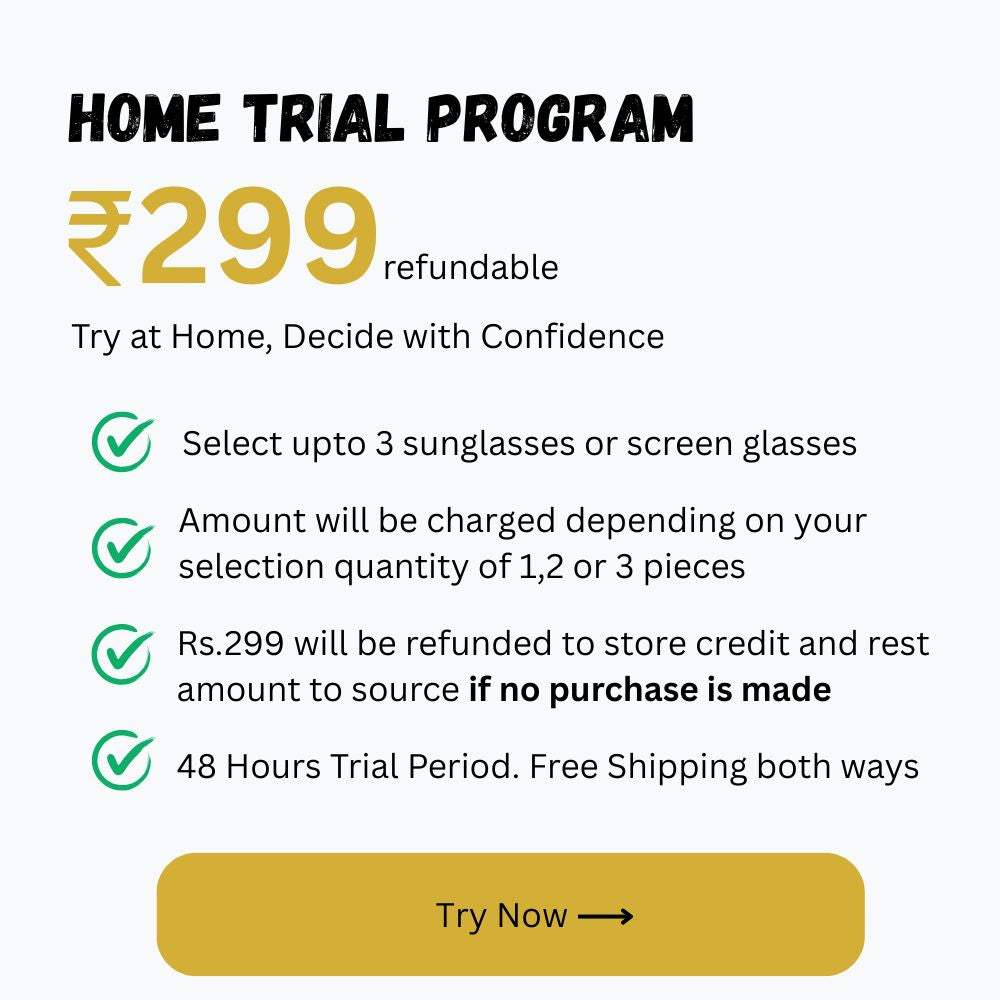 EyeInsist Sunglasses Home Trial Program at just Rs.299 refundable 