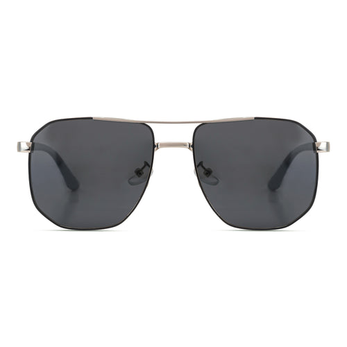 EyeInsist Altitude Arc Square Aviator Silver Black