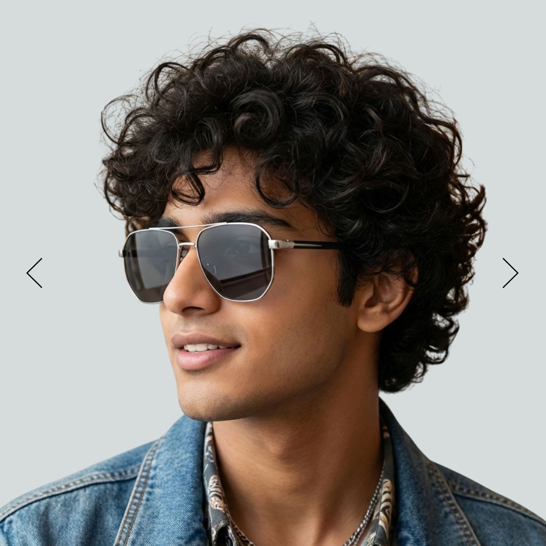 EyeInsist Altitude Arc Square Aviator Silver Black