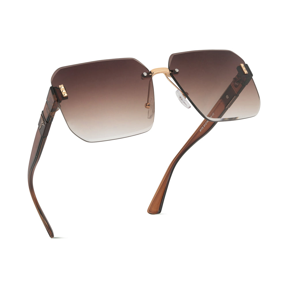 EyeInsist Empress Rimless Oversized Square Gold Brown Gradient