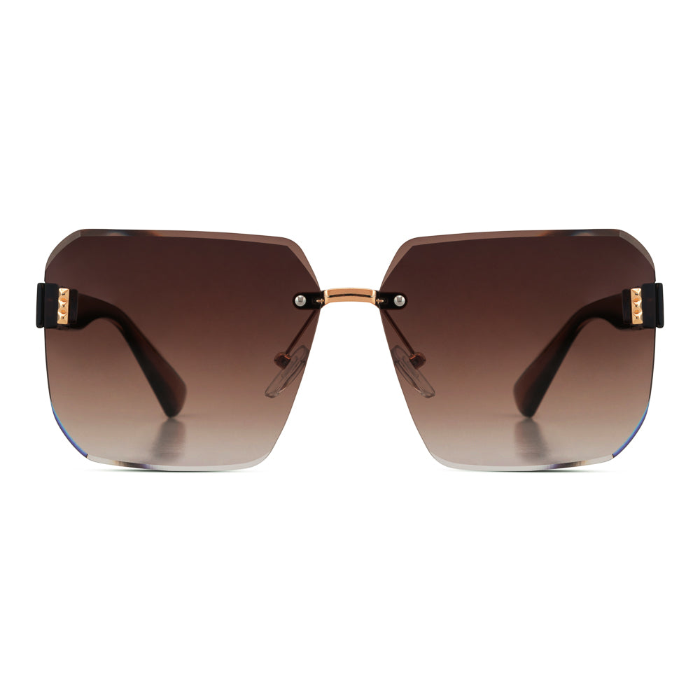 EyeInsist Empress Rimless Oversized Square Gold Brown Gradient