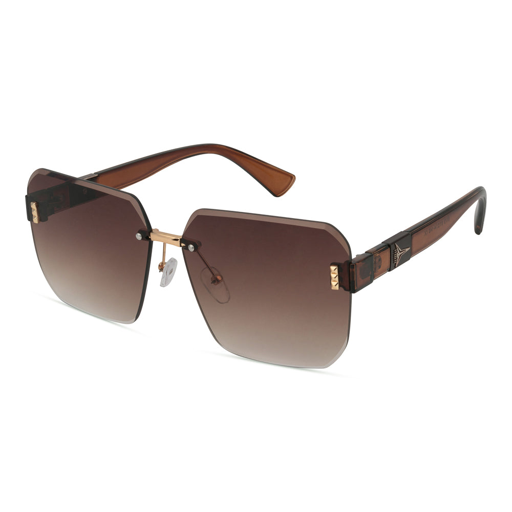 EyeInsist Empress Rimless Oversized Square Gold Brown Gradient