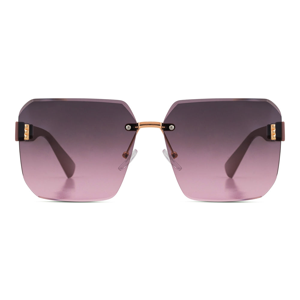 EyeInsist Empress Rimless Oversized Square Gold Purple Gradient