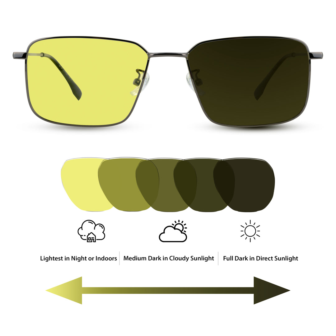 EyeInsist Halo Shift Polarized Photochromic Glasses Color Changing View from Yellow to Dark Green from Night to Day or Indoors to Outdoors