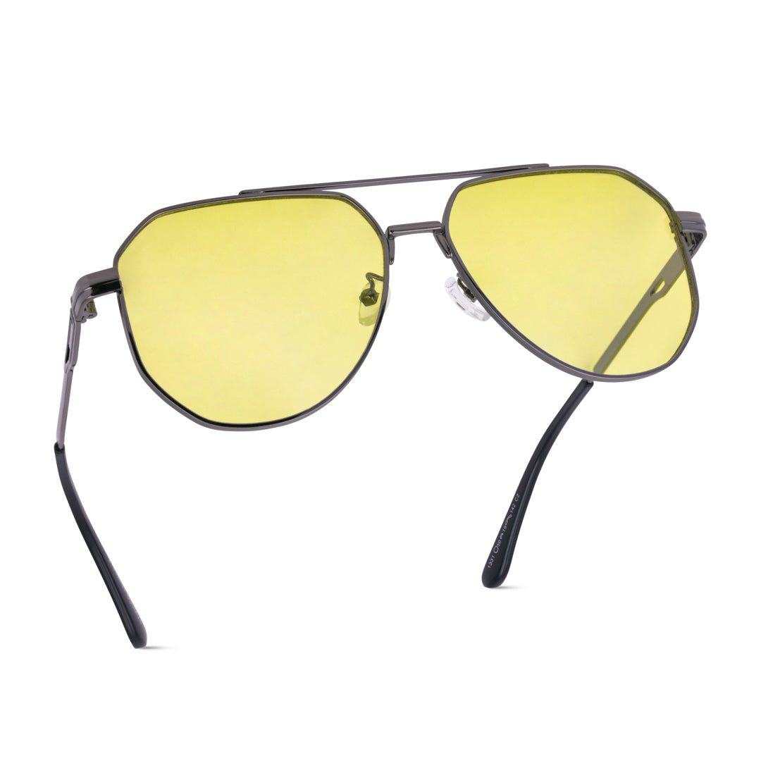 EyeInsist Dusk to Dawn Day and Night Aviator Polarized Night Vision Glasses Cross Angle View