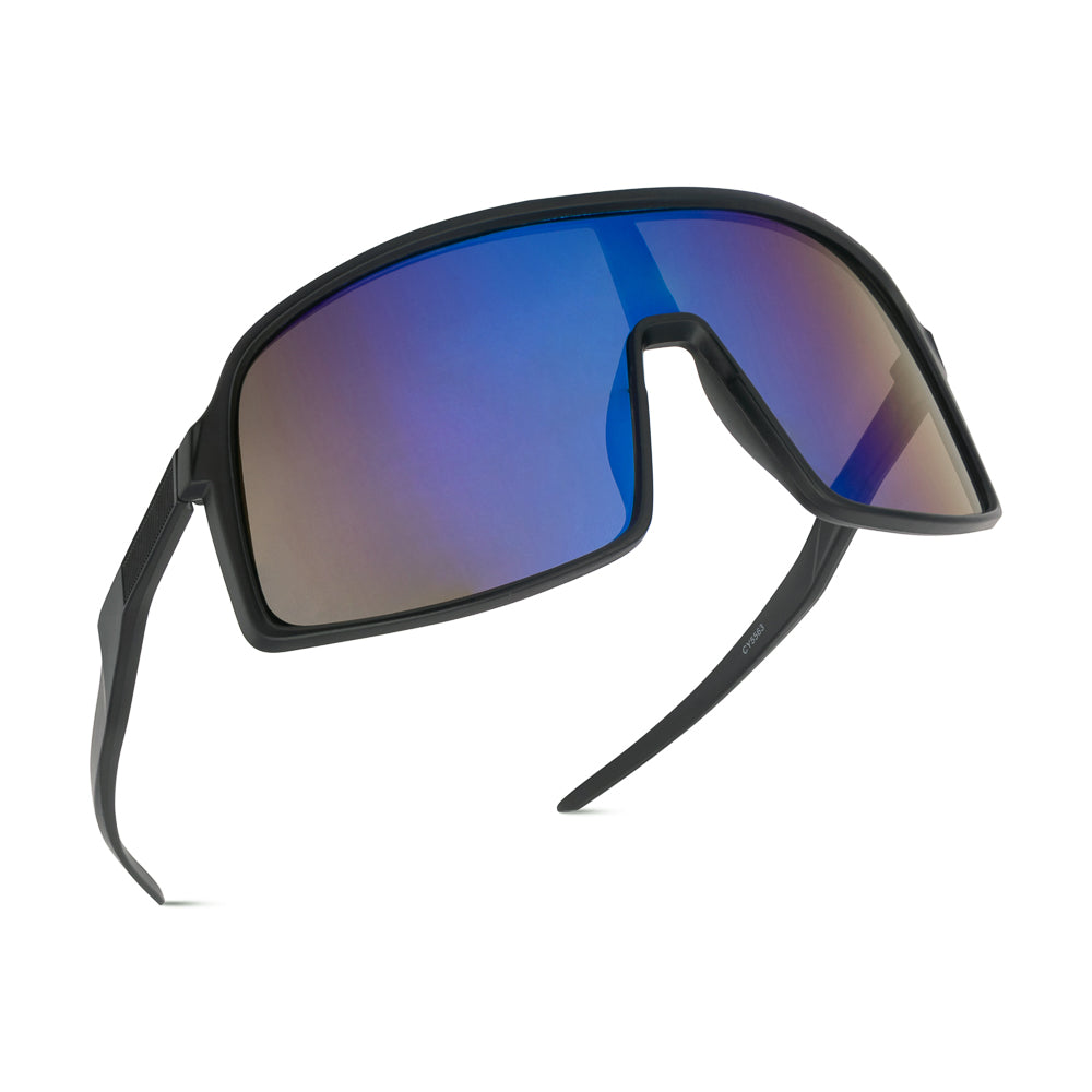 EyeInsist AeroGuard Oversized Wrap Around Blue Mirror