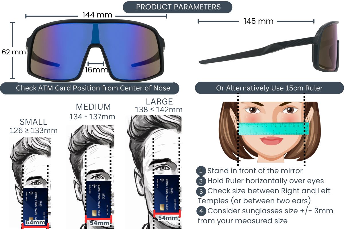 EyeInsist AeroGuard Oversized Wrap Around Blue Mirror